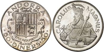 1960. Andorra. 50 diners. (Kr.UWC. M1). ... 