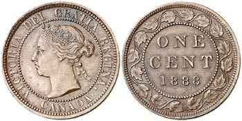 1888. Canadá. Victoria. 1 centavo. (Kr. 7). ... 