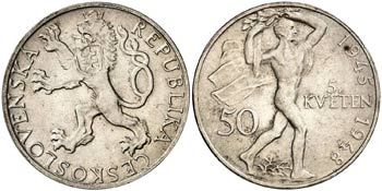 1948. Checoslovaquia. 50 coronas. (Kr. 25). ... 