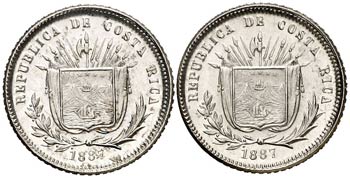 1887. Costa Rica. 5 centavos. (Kr. 125). 2 ... 
