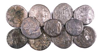 Lote de 2 quinarios y 9 denarios ... 