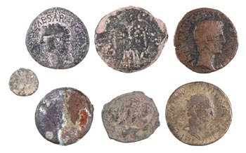 Lote de 7 monedas antiguas de cobre: 6 ... 