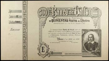 1892. Banco de Valls. 500 pesetas. (Ruiz y ... 