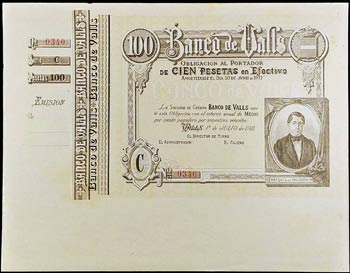 1911. Banco de Valls. 100 pesetas. 1 de ... 