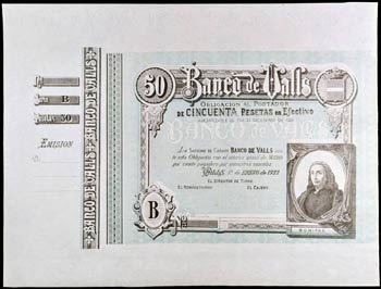 1922. Banco de Valls. 50 pesetas. 1 de ... 