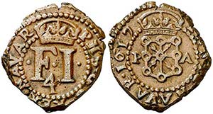 1617. Felipe III. Pamplona. 4 cornados. (AC. ... 