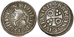 1611. Felipe III. Barcelona. 1/2 croat. (AC. ... 
