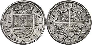 1614. Felipe III. Segovia. AR. 4 reales. ... 