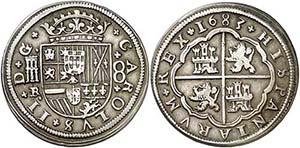 1683. Carlos II. Segovia. BR/M. 8 reales. ... 