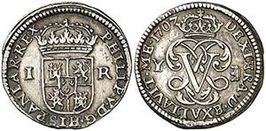 1707. Felipe V. Segovia. Y. 1 real. (AC. ... 