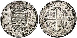 1721. Felipe V. Cuenca. JJ. 2 reales. (AC. ... 