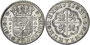 1735. Felipe V. Sevilla. AP. 2 reales. (AC. ... 