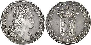 1709. Felipe V. Madrid. J. 8 reales. (AC. ... 