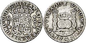 1749. Fernando VI. México. MF. 8 reales. ... 