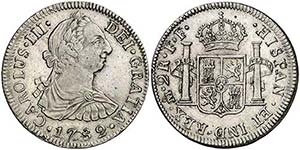 1782. Carlos III. México. FF. 2 reales. ... 