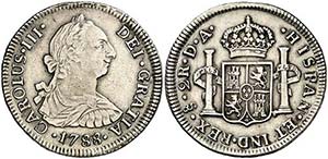 1788. Carlos III. Santiago. DA. 2 reales. ... 