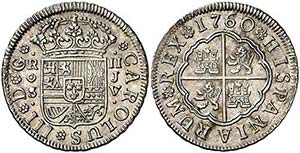 1760. Carlos III. Sevilla. JV. 2 reales. ... 