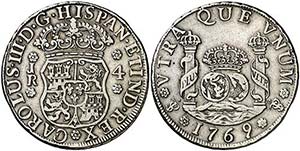 1769. Carlos III. Potosí. JR. 4 reales. ... 