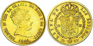 1849. Isabel II. Madrid. CL. 80 reales. (AC. ... 