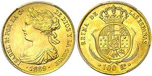 1859. Isabel II. Barcelona. 100 reales. (AC. ... 