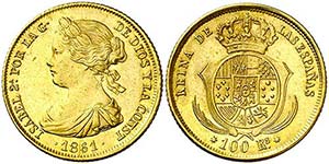 1861. Isabel II. Sevilla. 100 reales. (AC. ... 