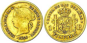 1868/6. Isabel II. Manila. 1 peso. (AC. ... 