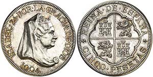 1904. Isabel II. 5 pesetas. (AC. 872). 25 g. ... 