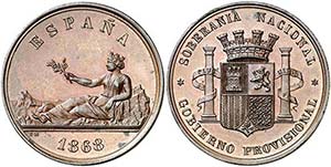 1868. Gobierno Provisional. 5 pesetas. (AC. ... 