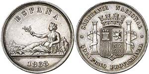 1868. Gobierno Provisional. Medalla en plata ... 