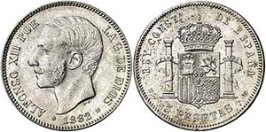 1882*1882/1. Alfonso XII. MSM. 5 pesetas. ... 
