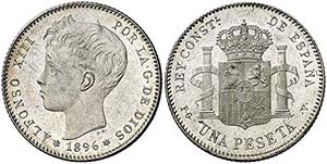 1896*1896. Alfonso XIII. PGM. 1 peseta. (AC. ... 