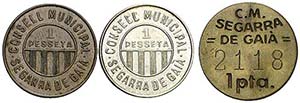 Segarra de Gaià. 1 peseta (tres). (AC. 36, ... 