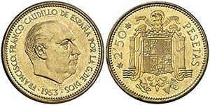 1953*1968. Franco. 2,50 pesetas. (AC. 87). ... 