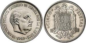 1949*1951. Franco. 5 pesetas. (AC. 96). ... 