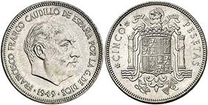 1947*E51. Franco. 5 pesetas. (AC. 153). ... 