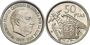 1957*58. Franco. 50 pesetas. (AC. 133). ... 