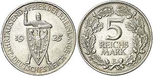 1925. Alemania. E (Muldenhutten). 5 marcos. ... 