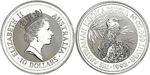 1992. Australia. Isabel II. 10 dólares. ... 