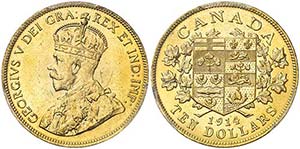 1914. Canadá. Jorge V. Ottawa. 10 dólares. ... 