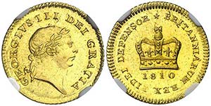 1810. Gran Bretaña. Jorge III. 1/3 guinea. ... 