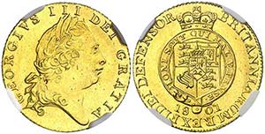 1801. Gran Bretaña. Jorge III. 1/2 guinea. ... 