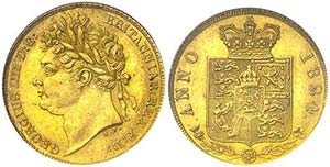 1824. Gran Bretaña. Jorge IV. 1/2 libra. ... 