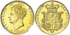 1827. Gran Bretaña. Jorge IV. 1 libra. (Fr. ... 