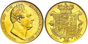 1837. Gran Bretaña. Guillermo IV. 1 libra. ... 