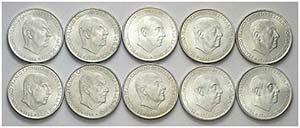 1966. Franco. 100 pesetas. Lote de 36 ... 