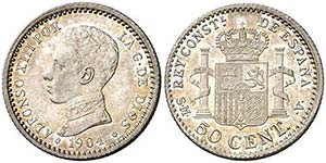 1904*04. Alfonso XIII. SMV. 50 céntimos. ... 