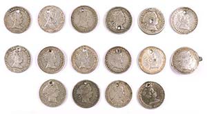 Isabel II. 1 real. Lote de 16 monedas. Todas ... 