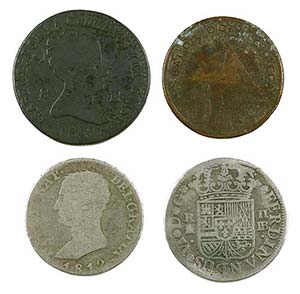 Lote de 4 monedas españolas, dos en plata ... 