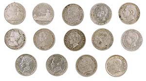 1869 a 1926. 50 céntimos. Lote de 14 ... 