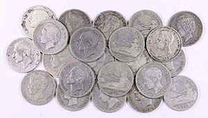1869 a 1905. 1 peseta. Lote de 22 monedas, ... 